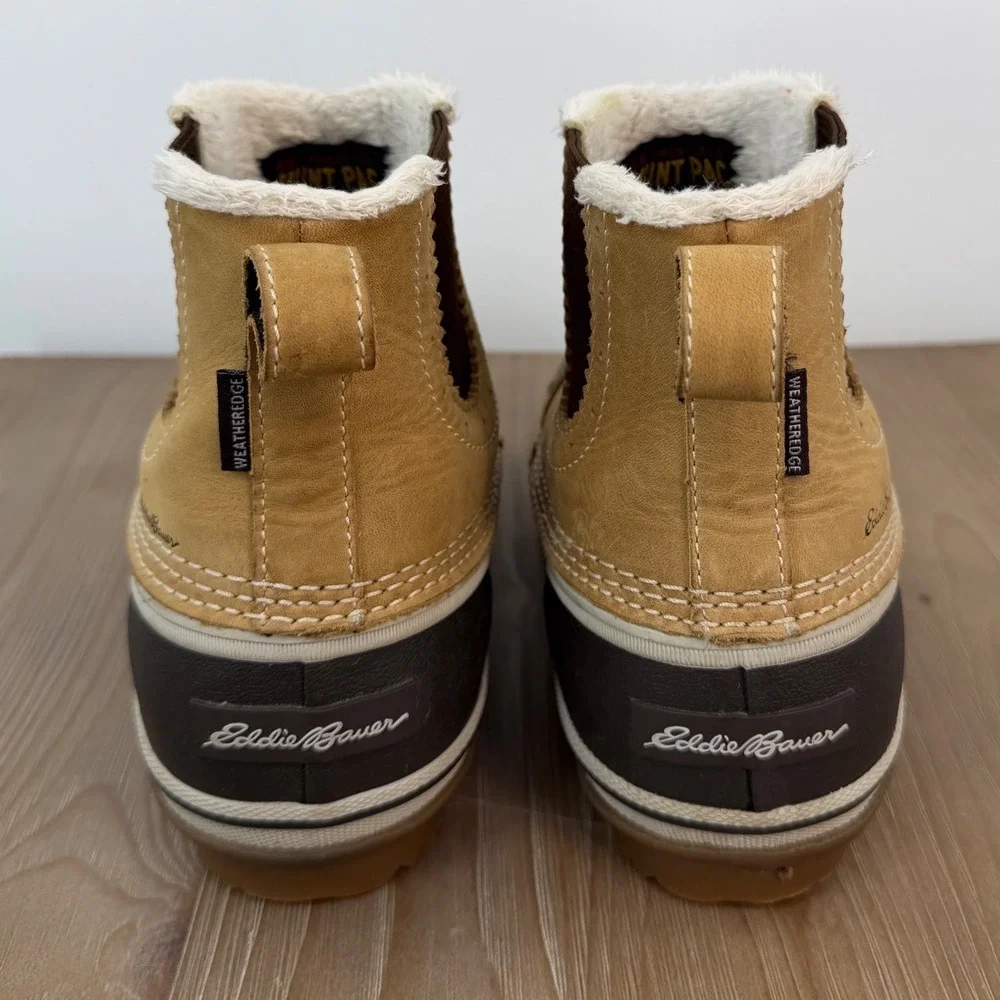 Eddie Bauer Hunt Pac WeatherEdge Womens 9 Brown Tan Chelsea Duck Boots